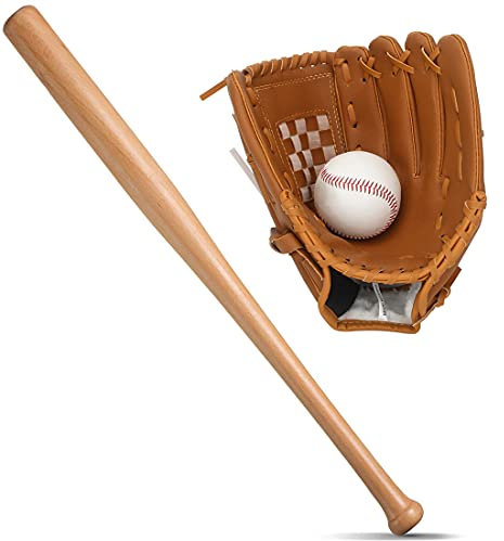 25'' (63.5cm) Aluminium Baseballschläger mit 9'' Softball Sportschläger Linker Hand Handschuh Leichtgewicht Sport Training Baseball Set Slugger Training Jugend Erwachsene Outdoor Spielstöcke