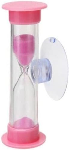 Temporizador de cepillo de dientes para 2 minutos, reloj de arena de plástico, ventosa de reloj de arena, adorno de escritorio, fiesta, color rosa