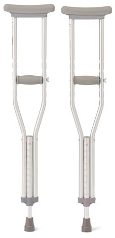 Medline Aluminum Crutches for Kids, Adults & Seniors, Walking Aid, 300 LB Weight Capacity,1 Pair, Fitting 5'2 - 5'10