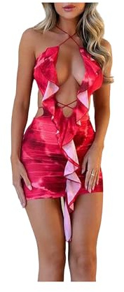 KWTF Vestido Negro Sexy de Verano para Mujer, sin Mangas, Espalda Descubierta, ceñido al Cuerpo, Ropa de Calle estética, Ropa Elegante para Discoteca, Mini Vestidos de Fiesta