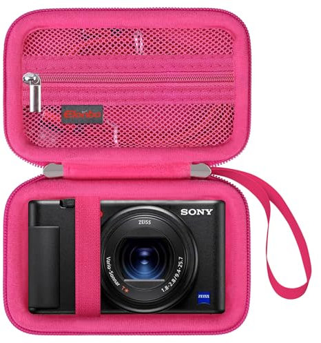 Elonbo Maleta de cámara Digital Sony ZV-1 / ZV-1F / ZV-1 II, Cámara de Video en Streaming 4k, Estante de Almacenamiento de Bolsa de Tapa de Viaje Duro. Frambuesa