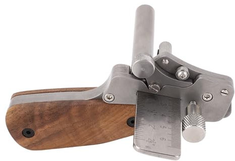 Cortador Manual de Tiras de Cuero, Herramienta Cortadora de Tiras de Cuero de Acero Inoxidable 304 de 10 a 60 Mm para Manualidades con de Nogal Negro a Escala Métrica e Imperial