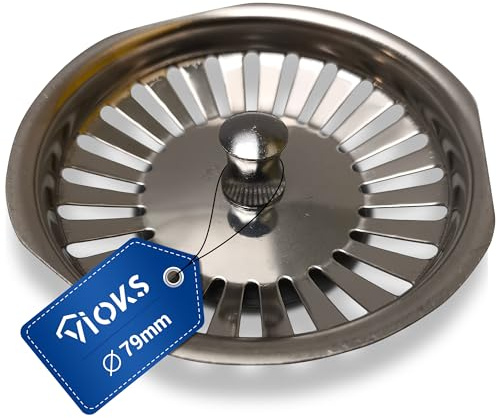 VIOKS Avloppsventil insats 79 mm Ø ersättning för Blanco 125654 utan lyftstång för silkorgventil diskvask, silkorgventil galler