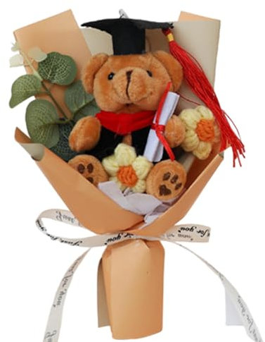 Generico Bouquet di orsi Bouquet di peluche, bouquet di fiori di orsi di laurea | Fiori all'uncinetto per laurea fatti a mano,Design in tessuto con bouquet di peluche di lunga durata per laureati