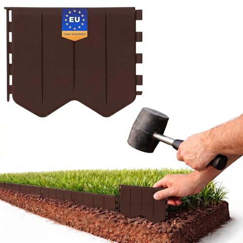 GARDENIX Bordure de pelouse Facile à Installer - en Plastique Marron - 5,15 m - sans Creuser - Bordure de Parterre en Plastique recyclé - Flexible et Durable - Fabriquée dans l'UE