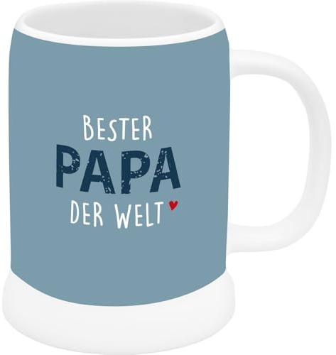 GRUSS & CO ölkrus Bästa pappa der Welt | Stengods kanna 60 cl, tryckt med ordspråk | rolig present för män | 74563