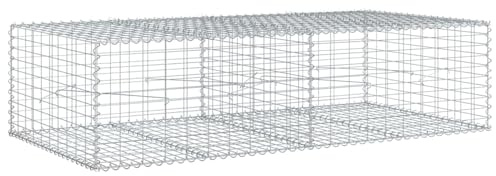 Gecheer Cesto Gabbione, per recinzioni Decorative e muri di Sostegno 200x100x50 cm in Filo di Ferro zincato, Maglie 10x5 cm, Diametro 3,5 mm, Ideale per Giardino Esterno e Aree paesaggistiche