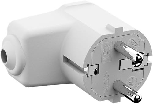 BACHMANN Fiche coudée de montage blanche, CEE 7/7 2 pôles avec contact de protection