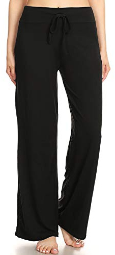 Leggings Depot Womens Casual Comfy Long Pajama Lounge Apparel Pants, Black, Large