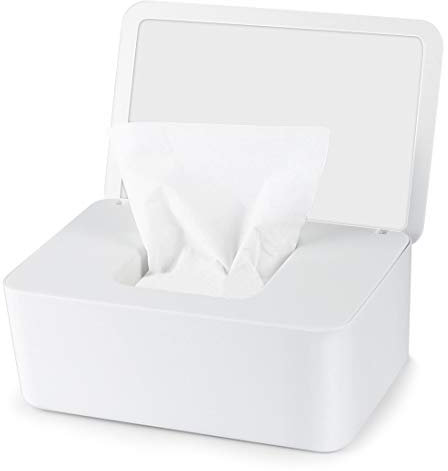 O-Kinee Feuchttücher-Box mit Deckel - Toilettensperrung in Weiß aus Kunststoff für Baby, Zuhause und Büro