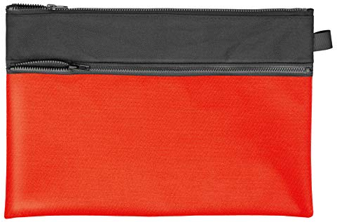 VELOFLEX 2724220 - Transporttasche Velobag Combi, DIN A4, aus robustem Textil, passend für Format 330 x 220 mm, mit Plastikreißverschluss und zusätzlicher Tasche mit Reißverschluss, schwarz/rot