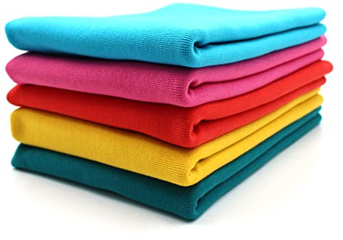 5x 0,25m Bündchenstoff Set Schlauchware 70cm breit 95% Baumwolle, 5% Elasthan Auswahl Jersey (Bunt Paket 2, 5er Set)