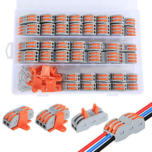 70pcs Compact Wire Conductor Connector，Aigreat Assortment Conductor,Wire Connectors for 2 and 3 Circuit Inline Splices, Electrical Connectors Blocks ， Butt Terminal Connectors for 28-12 AWG