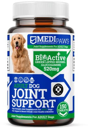 MediPaws Hip and Joint Tablets For Adult Dogs With Peanut Butter | 150x Joint Supplement For Dogs | High Strength Joint Supplement for Senior Dogs, with Glucosamine, Chondroitin, Green Lipped Mussel