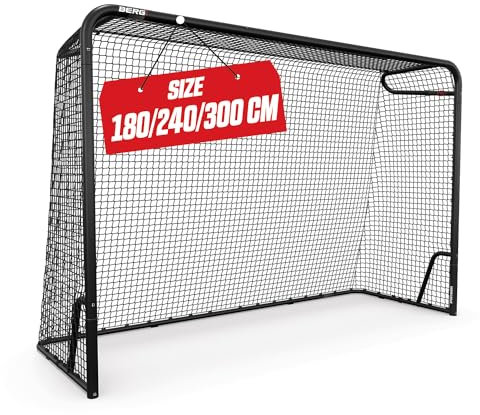 BERG Fußballtor für Kinder und Erwachsene, 180/240/300 cm, Hochwertiges Fußballtor mit Netz, Fußballtrainingsgeräte für deine Garten, Torwand aus Metall mit Punktezähler