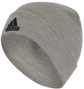 adidas Unisex Logo Beanie, Medium Grey Heather/Black, L