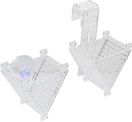 GRIRIW 2pcs Red Worm Feeder Aquarium Feeding Cups Acrylic Fish Food Holders Compact Easy to Install