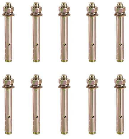 10 pernos de anclaje M8 x 100 mm, pernos de hormigón de acero al carbono duraderos, pernos de pared resistentes a la corrosión, pernos de expansión antioxidantes, pernos de anclaje de hormigón de alta