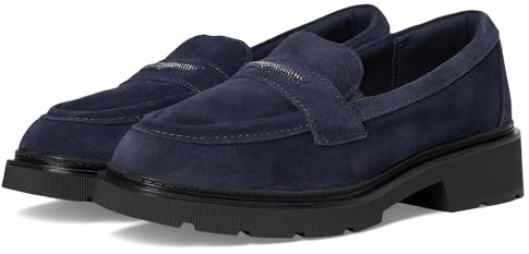 Clarks Collection Women's Lauryl Step Loafer, Navy Suede, 10 W US