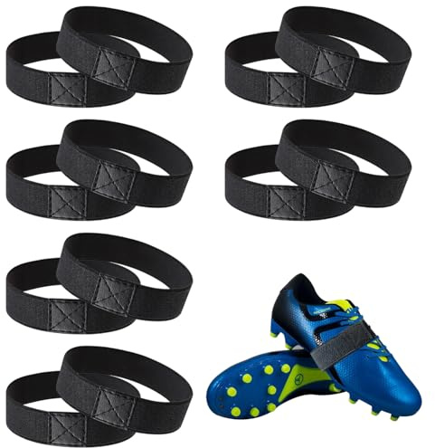 Prmape 6 Pares Cinta De Fijación para Zapatos De Fútbol, Cordones de Fijación de Fútbol, Correa de Fijación para Botas, Tacones y Deportes, Resistente al Desgarro, Negro