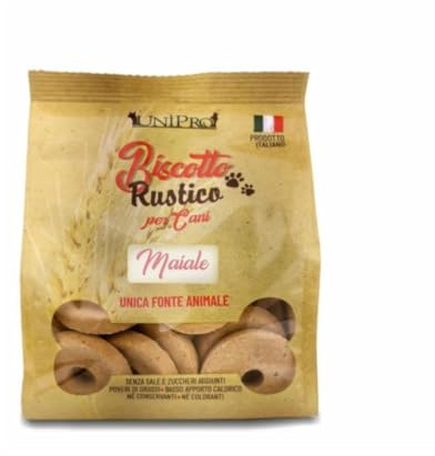 Biscotti per Cani Rustico, biscotti per cani adulti di tutte le taglie, gusto Maiale, senza sale e zuccheri | 2 confezioni da 300 grammi l’una.