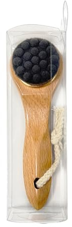 Moxeupon Cepillo de piel para cepillos en seco, masaje, cepillo de limpieza exfoliante, cerdas naturales y mango de madera, cepillo de masaje exfoliante para cara, nariz, cuello, mandíbula, mujer y