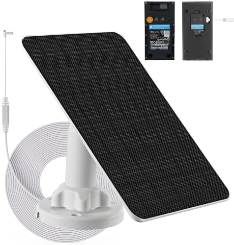 Panel solar 3 W con batería 4000 mAh, puerto micro-USB, IP65, cable 14 pies, compatible con timbre de video Ring v2 (2020), sin necesidad de