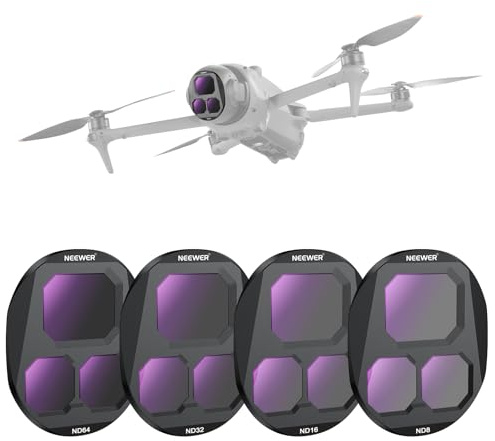 NEEWER 4 Pack ND Filtro Set Compatible con dji Mavic 4 Pro (ND8/ND16/ND32/ND64), Screw On Multicapa Densidad Neutra Vidrio Optico Dron Cámara Objetivo Filtro Lens Filter con Estuche Magnético, FL-C44