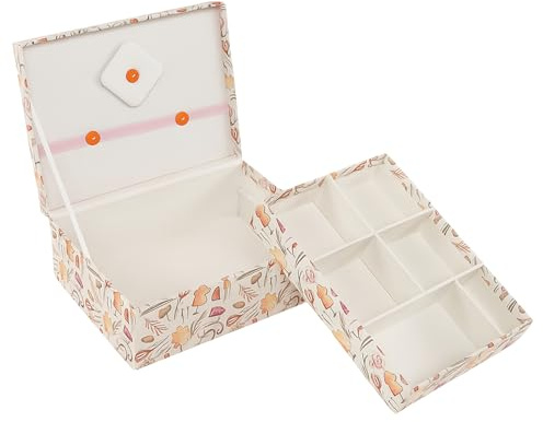 TIENDA EURASIA – Caja Costura | Bandeja de 6 Departamentos | Material Cartón | Estampado Multicolor | Medidas 20x15x8 cm | Forma Horizontal (Maniquí)