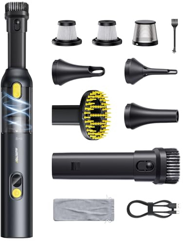 AUXITO Aspirador de Mano Potente 24000pa,4 En 1 Aspiradora de Mano sin Cable con Herramienta para Mascotas,Portátil y Ligero,Recargable por USB,Mini Aspiradora para Coche,Pelo De Mascotas,Hogar,Oscuro