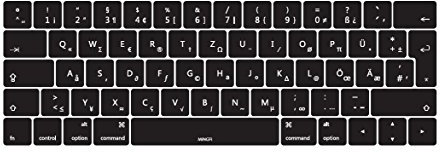 MiNGFi Silikon Deutsche QWERTZ Tastaturschutz für MacBook Pro 13 A1706/A1989/A2159 (2016–2020), Pro 15 A1707/A1990 (2016–2019) EU/ISO Tastaturlayout - Schwarz
