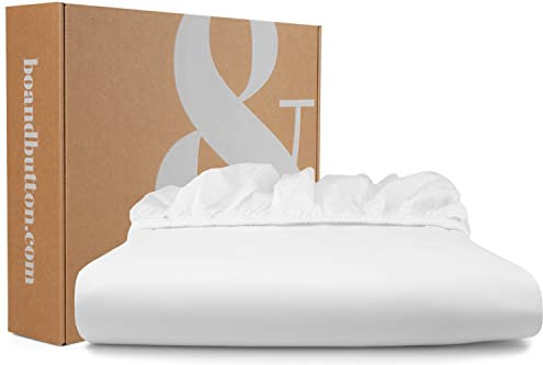 bo&button® Mako Satin Spannbettlaken | Echte Bio Luxusqualität | ALLE GRÖßEN für Matratzen & Boxspringbett Topper | 100% Baumwolle, GOTS & Fairtrade | 160x200 cm, 30 cm Höhe, White Weiss