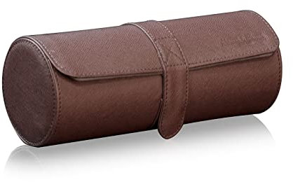 HEISSE & SÖHNE SEIT 1976 - Uhrenrolle 3 Uhren braun. Elegante Uhrenbox, Uhrenetui, Uhren Aufbewahrungsbox für Männer. Hochwertiges Reiseetui zur Uhrenaufbewahrung. Rondo das Uhren Reiseetui,
