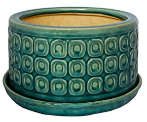 Ivyline Fioriera rotonda per bonsai, impermeabile e resistente, in ceramica smaltata di alta qualità, per interni, 38,5 x 20 cm (altezza x profondità)