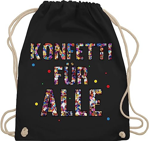 Turnbeutel Rucksack - Karneval & Fasching - Taschen - Konfetti für Alle I - Unisize - Schwarz - beutel köln karnevalsbeutel faschings karnevalsmotiv stoffbeutel kamelle tasche karnevalstasche