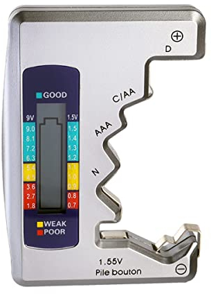 Bestgle Testeur de Batterie Numérique Affichage LCD Vérificateur de Batterie Universel Testeurs de piles Outil de Détection de Capacité de Batterie pour C D N AA AAA 9V (6F22) 1.5V Pile Bouton