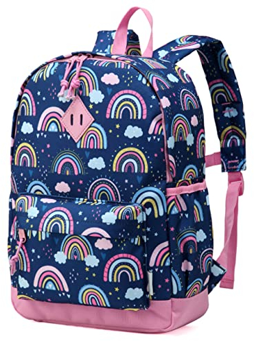 VASCHY Rucksack für Kinder, Schulranzen für Jungen, Kindergarten, 4 – 6 Jahre, niedlich, leicht, wasserdicht, Dinosaurier, Einhorn, für A4, Vorschule, mit Brustgurt, Regenbogenfarben, One Size