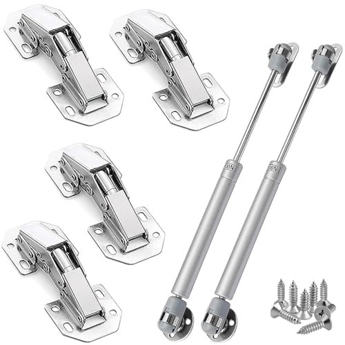 Aiareozy 6 Stück Aufschraubscharnier, Möbelscharniere, Klappscharnier, Eckanschlag, SchrankschArnier, Gasdruckdämpfer, Türscharniere mit Gasdruckfeder, Scharniere für Schranktüren