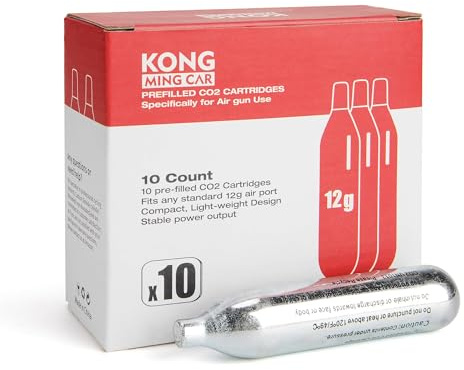KONG MING CAR CO2-kapslar, högkvalitativ CO2-patron med tryckgas och stålhölje, oljefri och läckagesäker design för pneumatiska enheter och tillbehör (8g/12g)