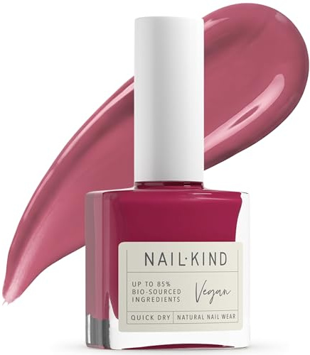 Dark Purple Nail Polish Plum Passion 8ml Vegan Nail Varnish – Quick Drying Long Lasting Chip Resistant Manicure, Low Chemical Formula, PETA & Halal Certified, High Shine Finish, NailKind