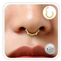 ESHIONER G23 Titanio Anelli Naso Scomparto Donne Oro Ipoallergenico Fiore Scomparto Clicker Anello Carino Piccolo Segmento Incernierato 8MM 16G Gioielli Piercing Setto Nasale