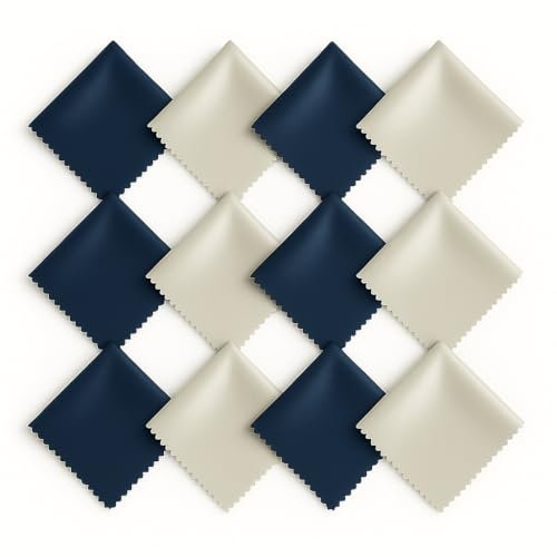 Brillenputztücher Mikrofaser 12er Pack Hochwertiges Reinigungstuch für Brillen Putztuch Streifenfrei Nanofasertuch Bildschirme und Gläser 15x18cm in Marineblau/Grau