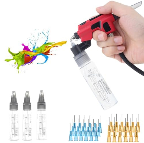 Kit per aerografo senza pulizia con ugello usa e getta (50 pezzi x 0,3 mm e 50 pezzi x 0,5 mm), set aerografo senza lavaggio con rack per pennarelli, facile da spruzzare, per modellismo, hobby, set di