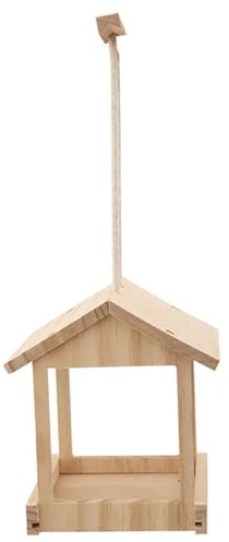 Bemonew Fågelhus hängande fågelhus för utomhusbruk, fågelholk i naturligt trä med slät finish, utomhusdekoration för trädgård och uteplats