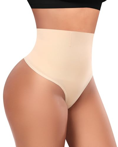 Werena Womens Thong Shapewear Tummy Control Knickers (Beige,S)