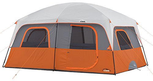 CORE 10 Person Tent | Large Multi Room Family Cabin Tent with Carry Bag for Outdoor Car Camping | Included Gear Loft Organizer for Camping Accessories
