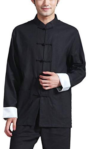 Daoba Hombres/Mujer Chino Tang Traje Tops - Primavera otoño Abrigo Chaqueta de Manga Larga de Artes Marciales Kung Fu Camisetas Tang