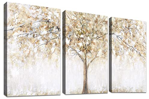 3 Panels Mit Rahmen Leinwand Bilder Abstrakte Baum Bild auf Leinwand Malerei Kunstdrucke Poster Bild Moderne Wanddeko Wandbilder Heimbüro Wohnzimmer Schlafzimmer Dekorationen 90x40cm (12x16x3pcs)