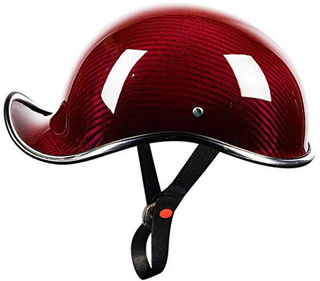 WRMIGN Carbon Fiber Motorrad/ECE-zugelassener Halbschale Motorradhelm Cruiser Chopper Moped Scooter Retro Offenes Jet Helm Retro Halbhelm Herren Damen