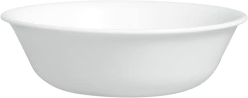Corelle Vitrelle 4-Pieces 18-Oz Soup/Cereal Bowls Chip & Crack Resistant Glass Dinnerware Set Bowls, Winter Frost White